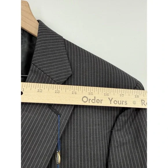 Stafford Suit 42L Gray‎ Charcoal Pinstripe Wool Silk Pants 36 Waist Pleated NEW